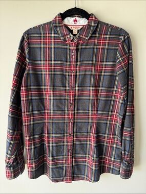 Brooks Brothers Women’s Navy and Red Plaid Button-Down Shirt